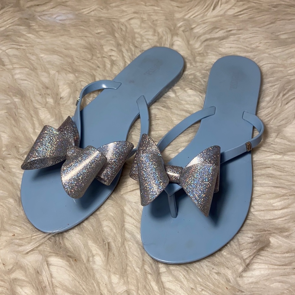 Melissa bow sparkle flip flops